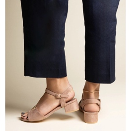 Dark beige low-heeled sandals with a Horner buckle 2 Dark beige low-heeled sandals with a Horner buckle 2