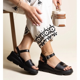 Black wedge sandals made of Maddison eco leather 2 Black wedge sandals made of Maddison eco leather 2