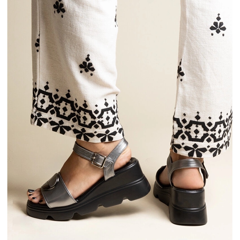 Maddison eco leather wedge sandals silver 2