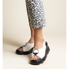 Bayley white buckle wedge sandals 1