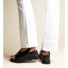 Bayley black buckle wedge sandals 1