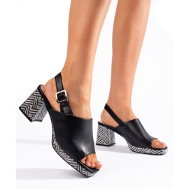 Black stylish high-heeled sandals by Sergio Leone 1