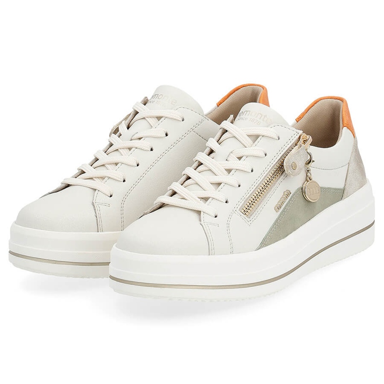 Leather comfortable women's sports shoes, beige Remonte D1C01-81 2