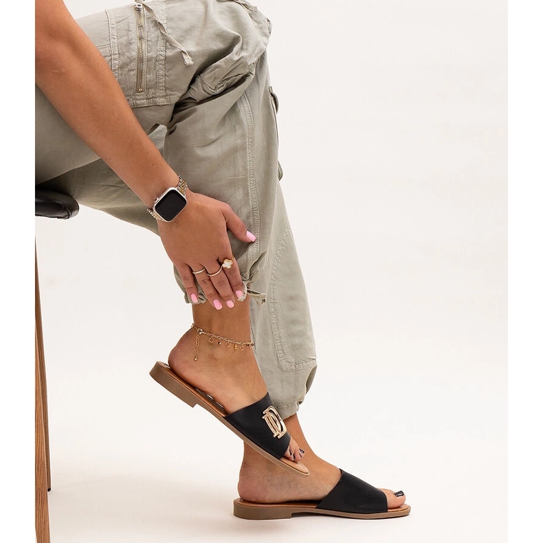 Black flip flops with Almeita buckle 1