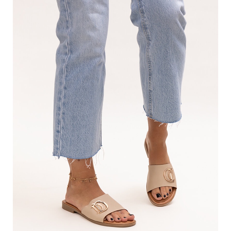 Beige buckle slides by Almeita 2