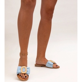Blue flip flops with a Limera buckle 1