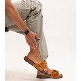 Flip-flops with flowers on a cork sole by Almida brown 1