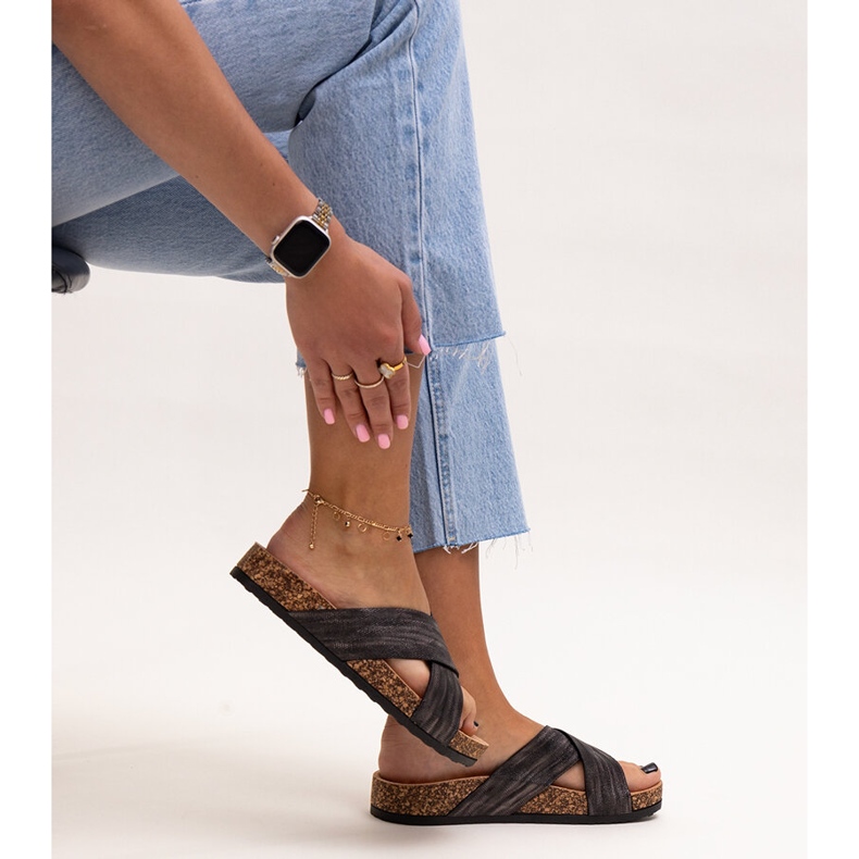 Slippers with a Ribera gloss cork sole black 1