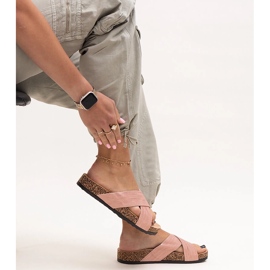 Slippers with a Ribera gloss cork sole pink 1