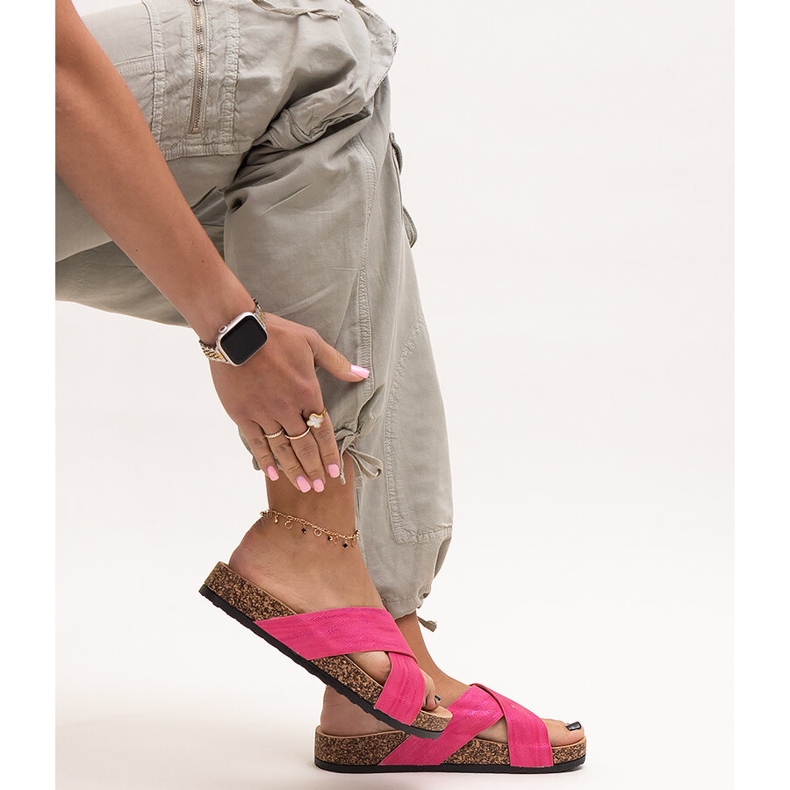 Slippers with a Ribera gloss cork sole pink 1