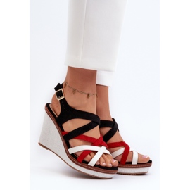 Black Ellen Strappy Wedge Sandals 2