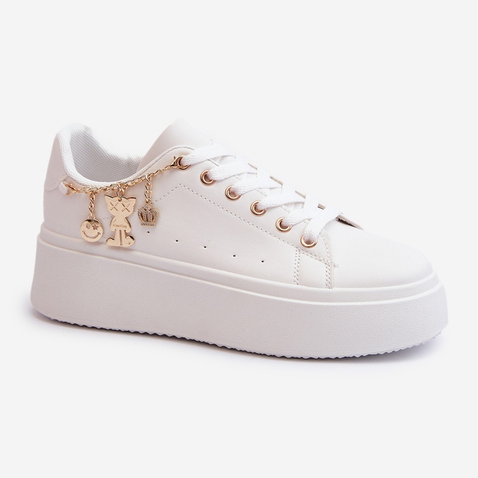 Women's Platform Sneakers With Pendants, White Tivissa 1