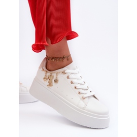 Women's Platform Sneakers With Pendants, White Tivissa 1