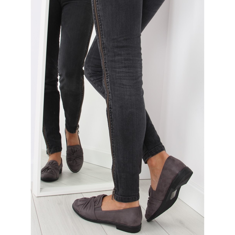 Women's loafers with a gray gray bow grey 2