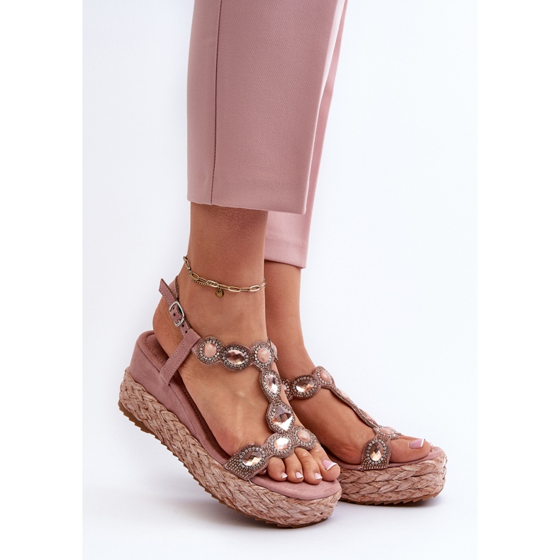 Women's Wedge Sandals With Braid S.Barski MY291 Pink 2