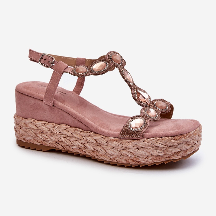 Women's Wedge Sandals With Braid S.Barski MY291 Pink 1