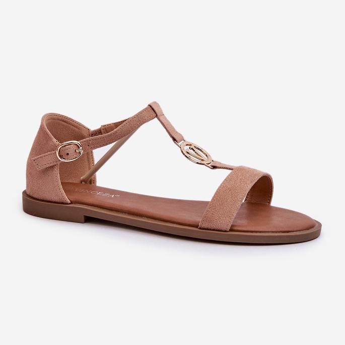 Women's Flat Sandals With Gold Decoration Vinceza 17321 Beige 1 Women's Flat Sandals With Gold Decoration Vinceza 17321 Beige 1