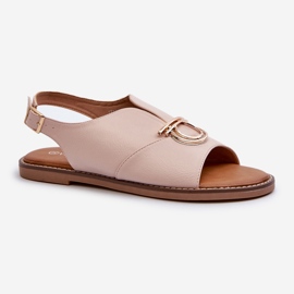 Women's Flat Sandals With Gold Decoration Vinceza 17319 Light Pink 1