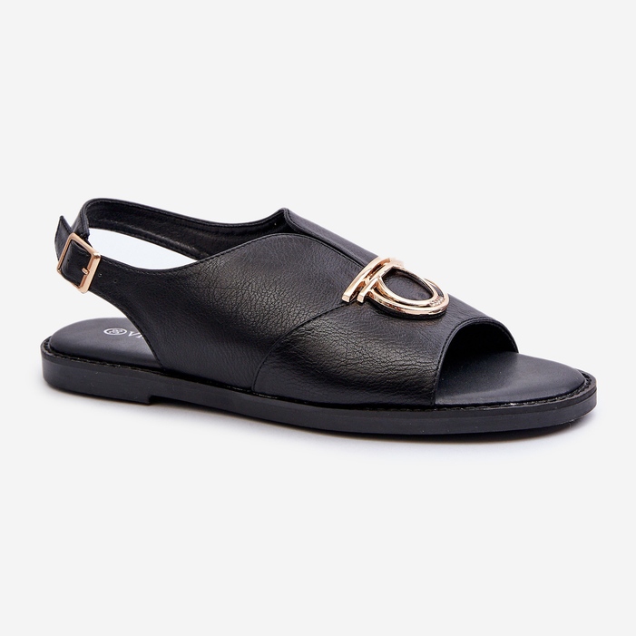 Women's Flat Sandals With Gold Decoration Vinceza 17319 Black 1 Women's Flat Sandals With Gold Decoration Vinceza 17319 Black 1