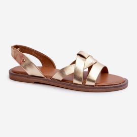 Women's Flat Sandals Made of Eco Leather Vinceza 17347 Gold golden 1