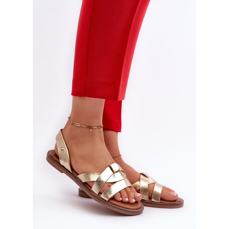 Women's Flat Sandals Made of Eco Leather Vinceza 17347 Gold golden 2