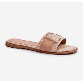 Shiny Women's Flip-Flops With Beige Toe Decoration 1