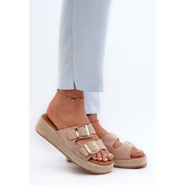 Women's Flip-Flops With Braided Eco Suede Beige Zaloemi 2