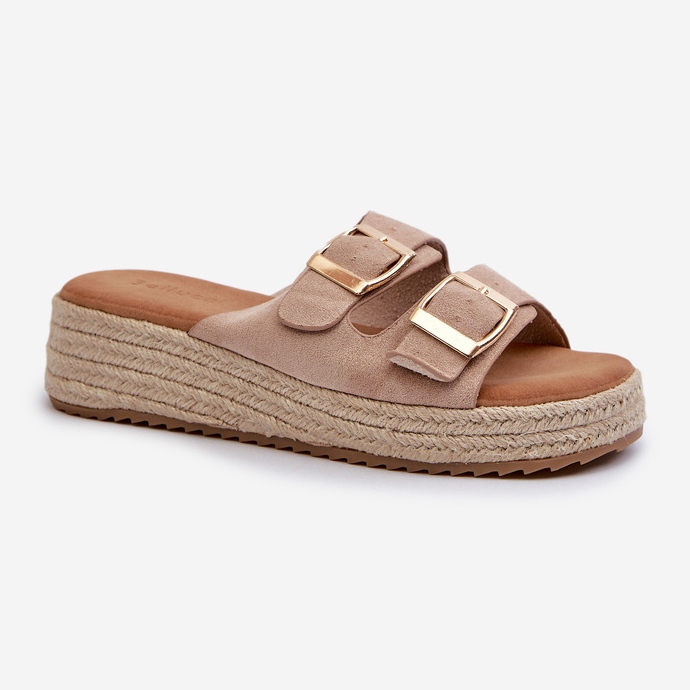 Women's Flip-Flops With Braided Eco Suede Beige Zaloemi 1 Women's Flip-Flops With Braided Eco Suede Beige Zaloemi 1