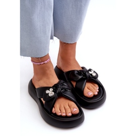 Women's Leather Flip-Flops on the Platform Black GOE NN2N4110 5