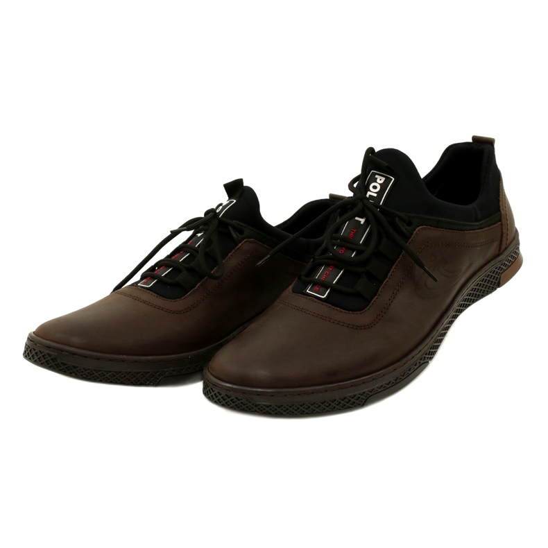 Polbut Casual leather men's shoes K24 brown 4