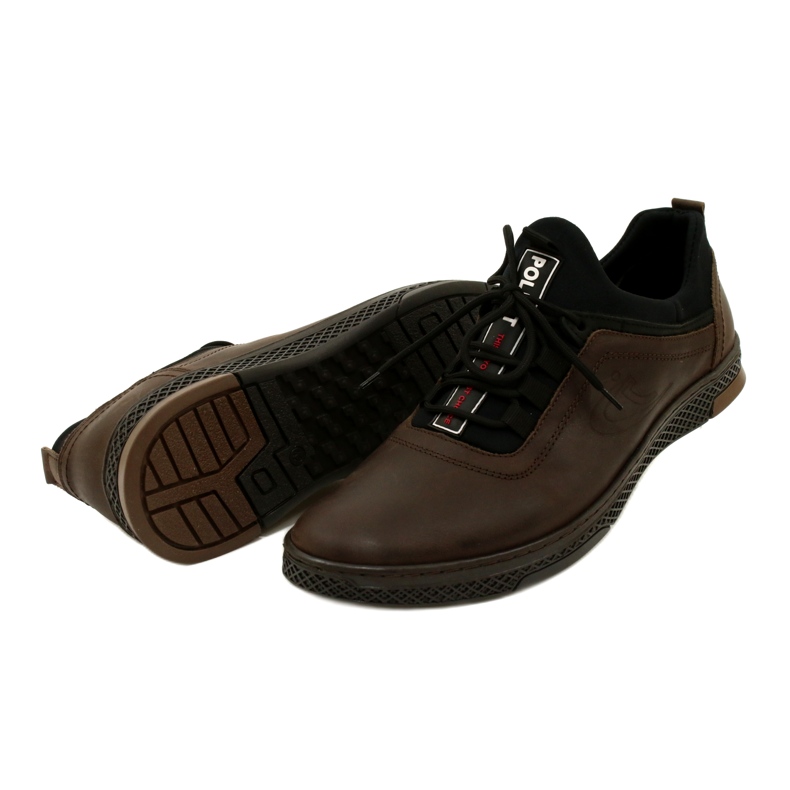 Polbut Casual leather men's shoes K24 brown 5