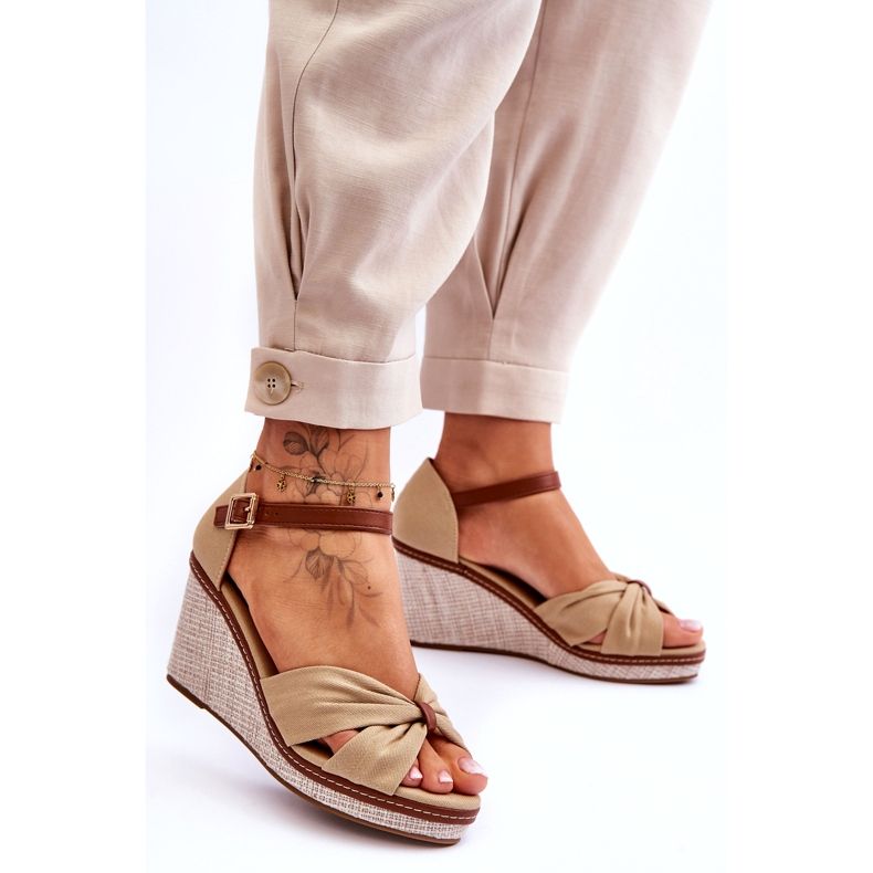 Women's sandals for beige wedges 2