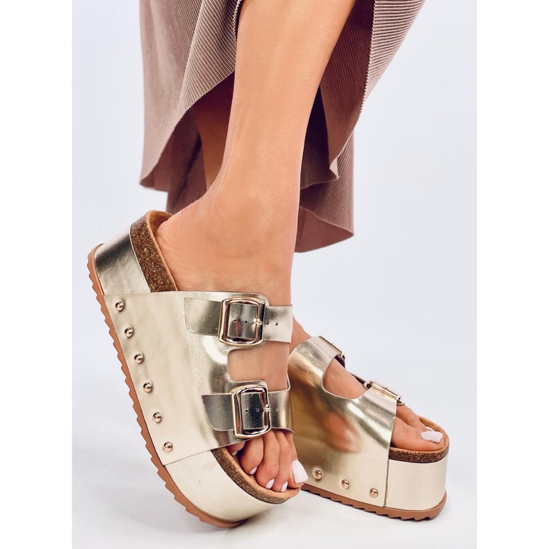 Galzai Gold platform cork flip-flops golden 2