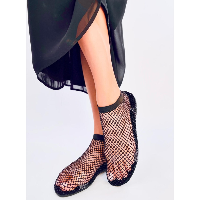 Peyton Black mesh sandals with rhinestones 1