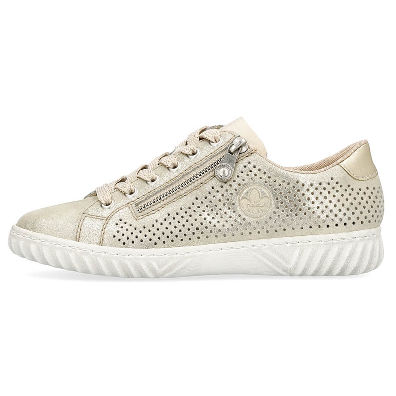 Leather comfortable women's sports shoes, shiny, beige Rieker N0901-62 2