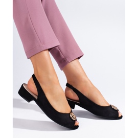 Women's black suede sandals 1