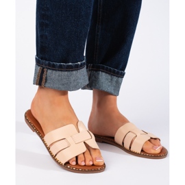 Beige classic women's flip-flops 1