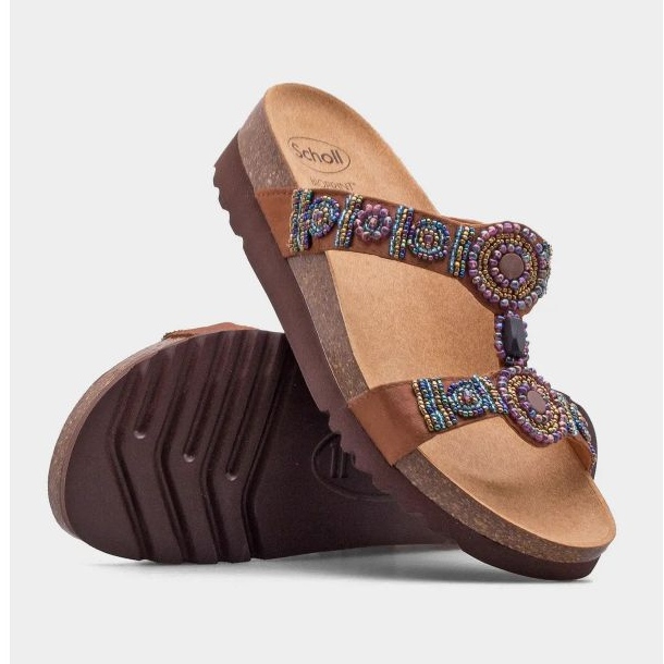 Scholl New Bogota Wedge F26607-1011 flip-flops brown 1