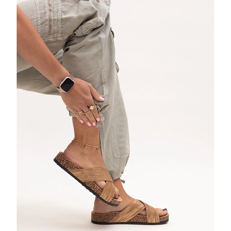 Slippers with a Ribera gloss cork sole brown 1