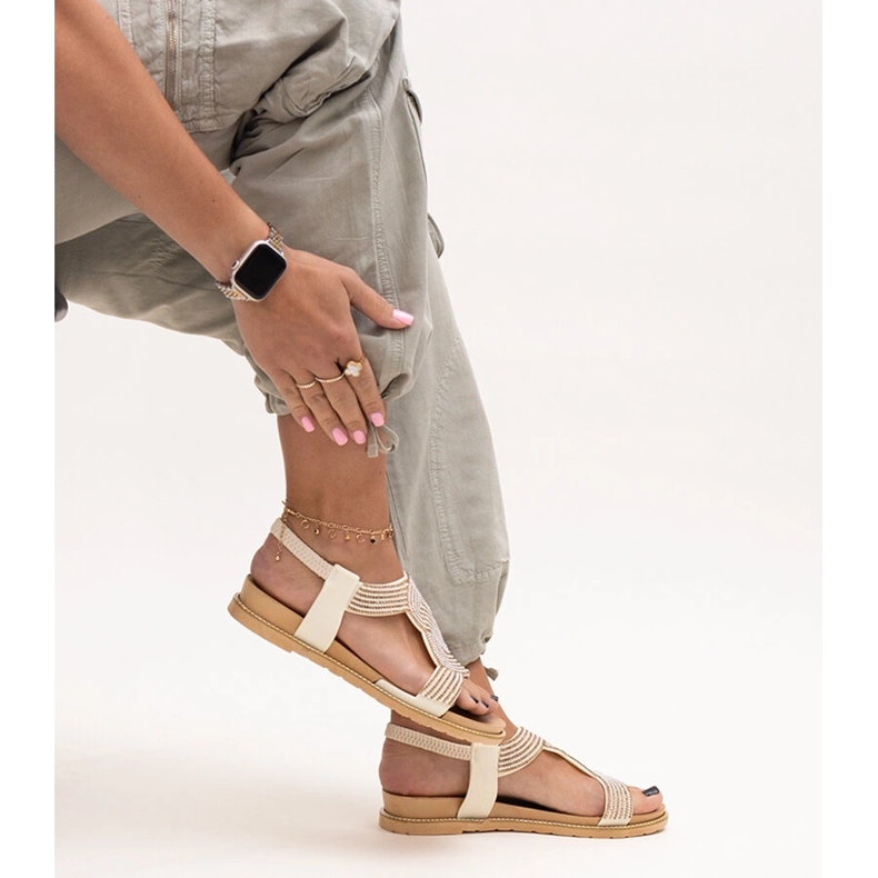 Light beige sandals decorated with Gairsa zircons 1