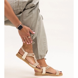 Light beige sandals decorated with Detila zircons 1
