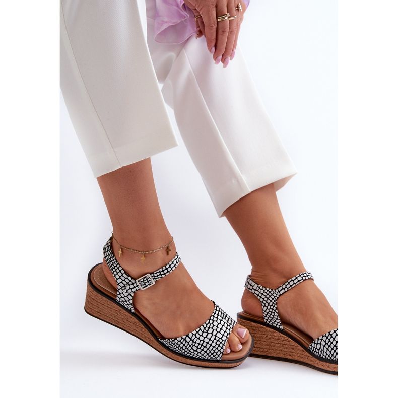 Women's Wedge Sandals Sergio Leone SK303 White and Black 1