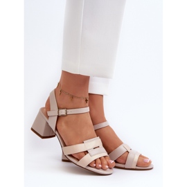 Women's High Heel Sandals Made of Eco Leather Sergio Leone SK894 Beige 2