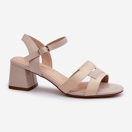 Women's High Heel Sandals Made of Eco Leather Sergio Leone SK894 Beige 1