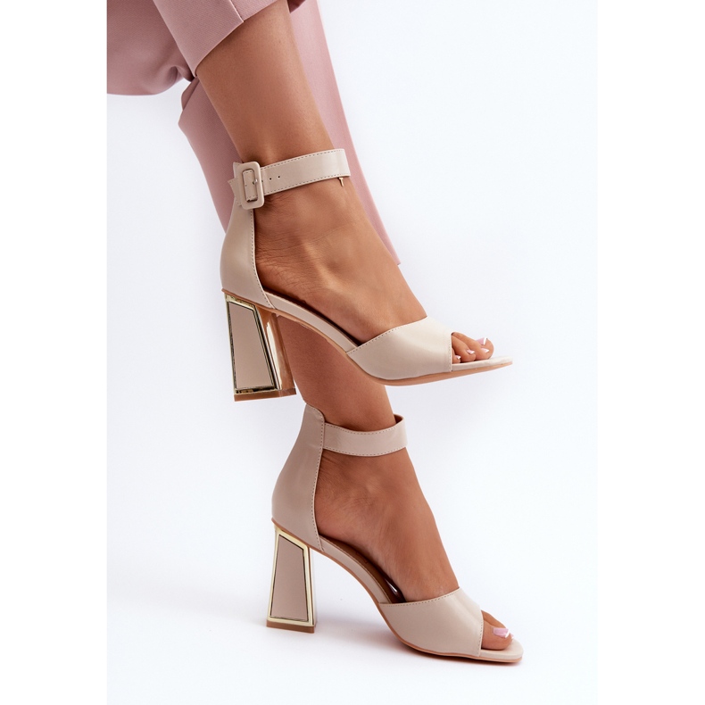 Elegant Women's Sandals on a High Heel Beige Rosazara 1
