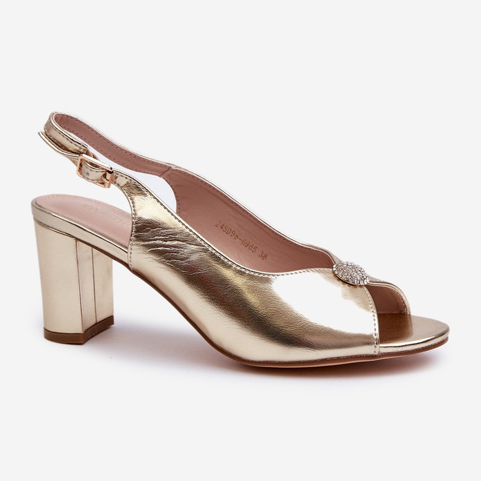 Elegant high heel sandals with gold Trasea decoration golden 1