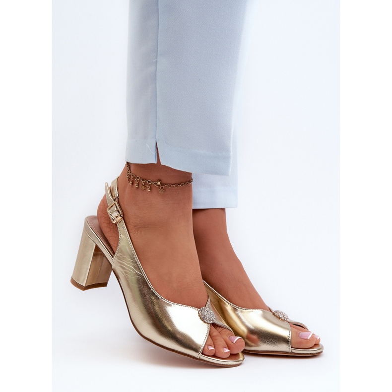 Elegant high heel sandals with gold Trasea decoration golden 2