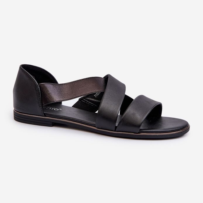Leather sandals with a welt, Black Puglia 1 Leather sandals with a welt, Black Puglia 1
