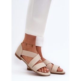 Beige Puglia Leather Sandals with Welt 2