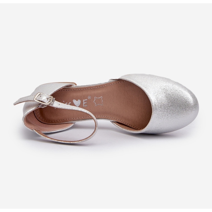 Children's Shiny Low-Heel Silver Nelly Sandals 1